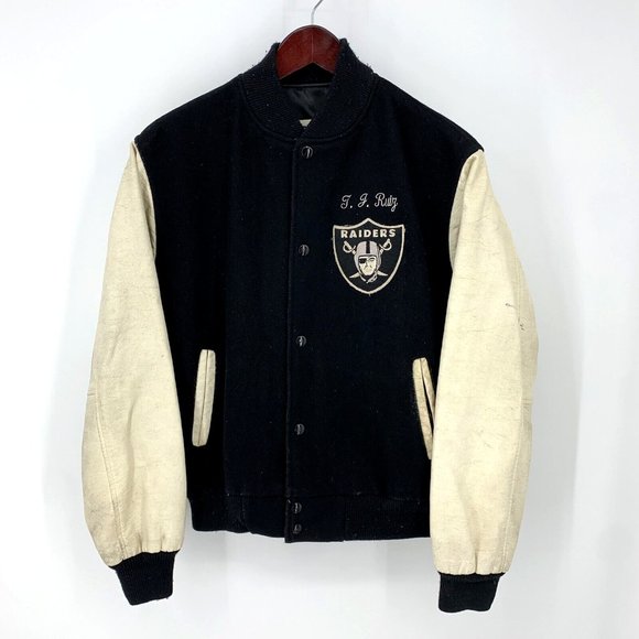 Vintage Chalk Line NFL Los Angeles Raiders AFC Wool Varsity Jacket M READ AS IS - Picture 5 of 14